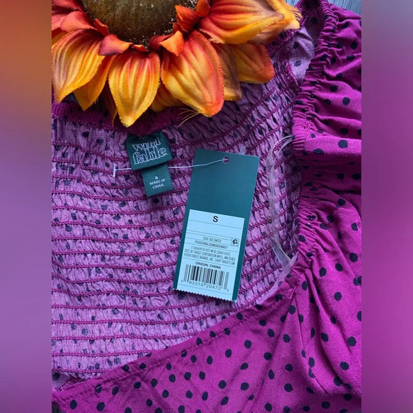 🦋B2G1🦋WILD FABLE Polka Dot Cropped Top with Smocked Back | SMALL | - Picture 7 of 9